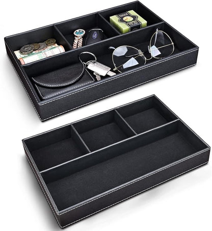 GORESE 2 Pieces Faux Leather Valet Tray by GORESE