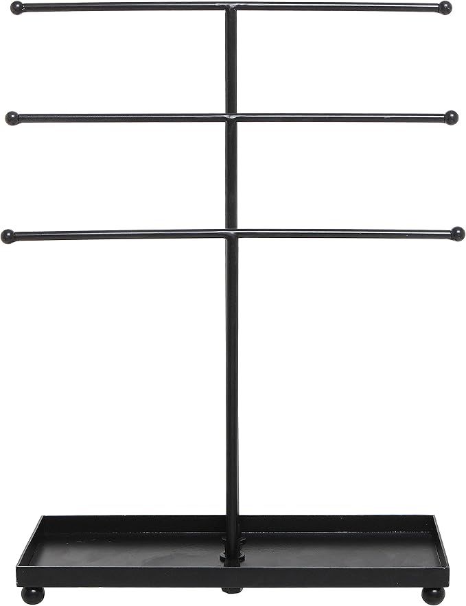 MyGift Modern Jewelry Organizer, 3 Tier Black Metal Tabletop Bracelet and - Image 4