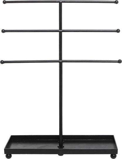 MyGift Modern Jewelry Organizer, 3 Tier Black Metal Tabletop Bracelet and - Image 4