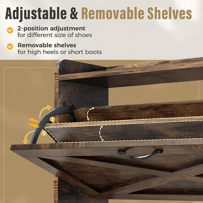 Narrow Shoe Storage Cabinet, Freestanding Hidden Shoe Organizer - Image 5