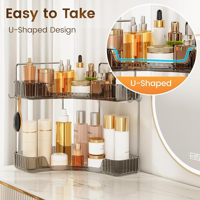 Corner Counter Organizer, 2-Tier Bathroom & Kitchen Storage Tray - Image 5