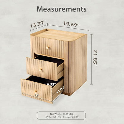 COZAYH Farmhouse 3 Drawer Wood Nightstand - Image 2