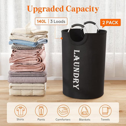 Lifewit 140L 2-Pack Large Laundry Basket, Collapsible Laundry Hamper - Image 4