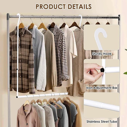 Hanging Closet Rod, Hanging Clothes Organizer, Adjustable, 2 Pack | Metal - Image 2