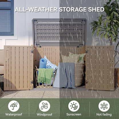 Aoxun Outdoor Storage Cabinet, 35 Cu Ft Waterproof Portable Horizontal Resin - Image 3