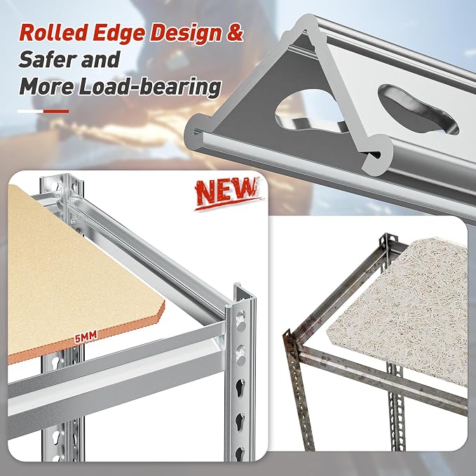 REIBII Storage Shelves Adjustable Metal Shelving 1600LBS Garage Shelves - Image 7