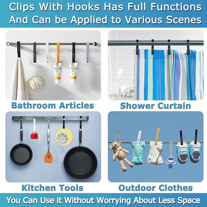 Laundry Hooks with Clips Hanger Closet Organizer Clamps Socks Boot Bras Towels - Image 6