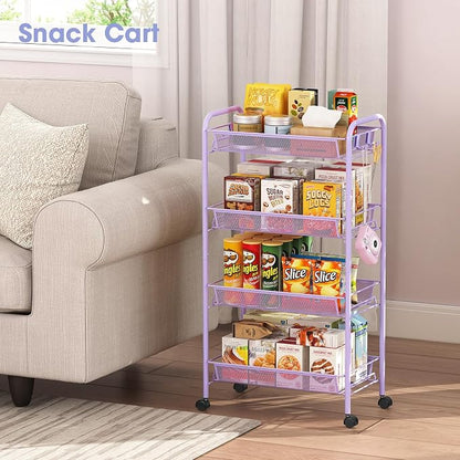 TOOLF 4-Tier Rolling Cart, Metal Utility Cart - Image 7