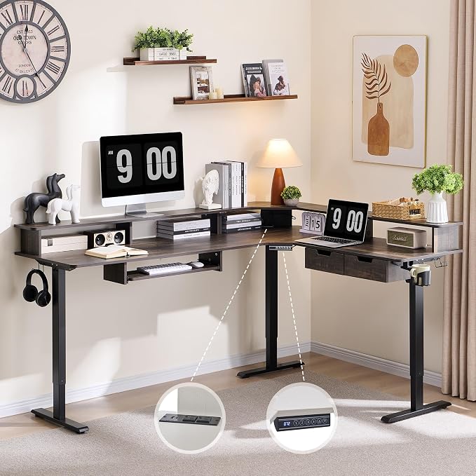 RedLemon 75X60 Inches L Shaped Electric Standing Desk, Height Adjustable Corner - Image 7
