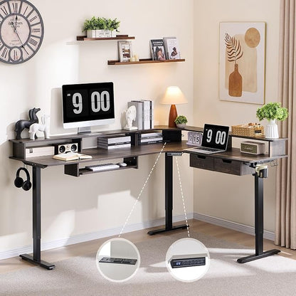RedLemon 75X60 Inches L Shaped Electric Standing Desk, Height Adjustable Corner - Image 7