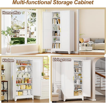 79" White Metal Storage Cabinet - Image 8