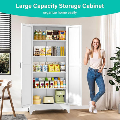 75" Tall Pantry Cabinet, Farmhouse Kitchen Pantry Storage Cabinets - Image 2