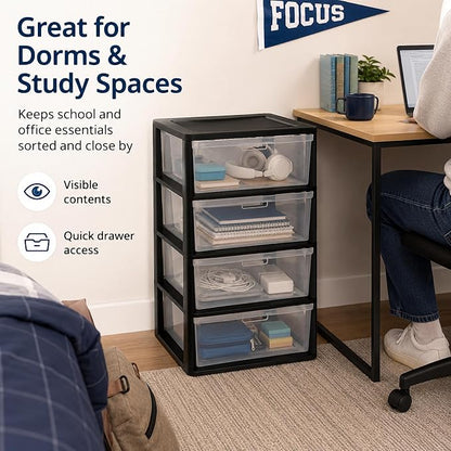4 Drawer Storage Tower, Wide Plastic Floor Organizer - Image 4