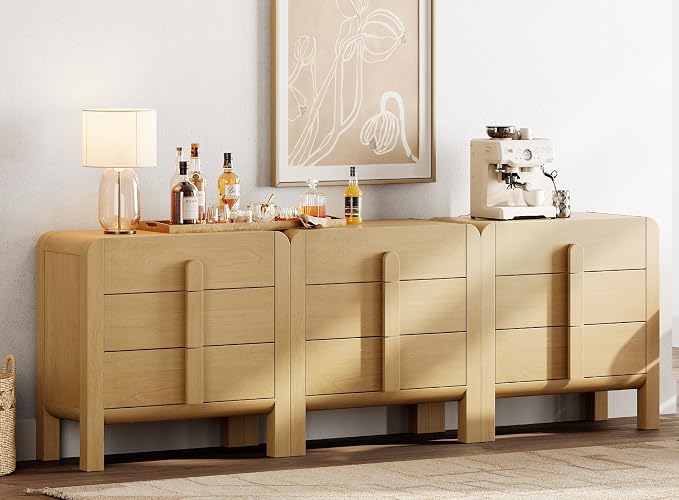 WAMPAT 3 in 1 9 Drawer Dresser for Bedroom, 94.5" Wide Mid Century Modern Wide - Image 4