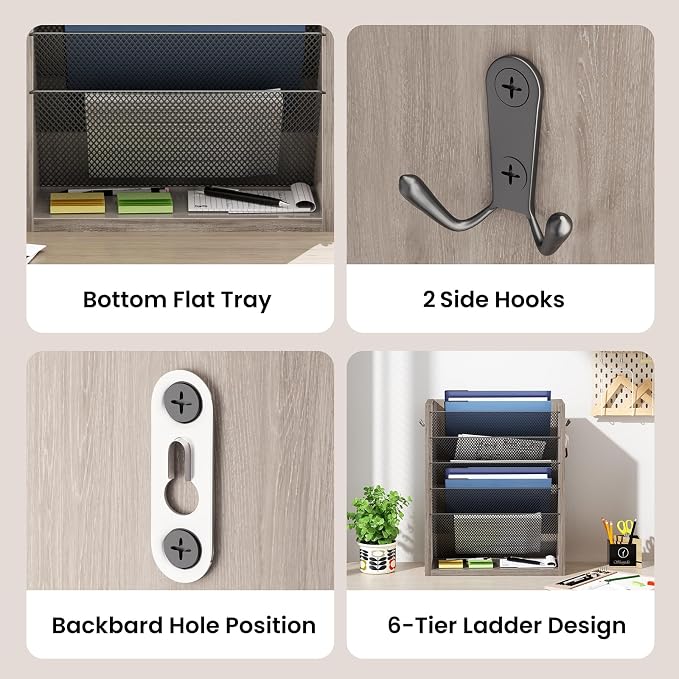 Mail Organizer Wall Mounted, 6-Slot Hanging File Organizer - Image 6