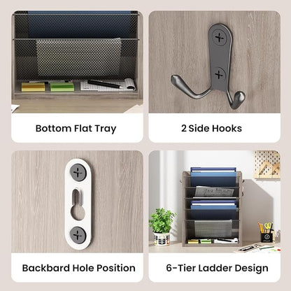 Mail Organizer Wall Mounted, 6-Slot Hanging File Organizer - Image 6
