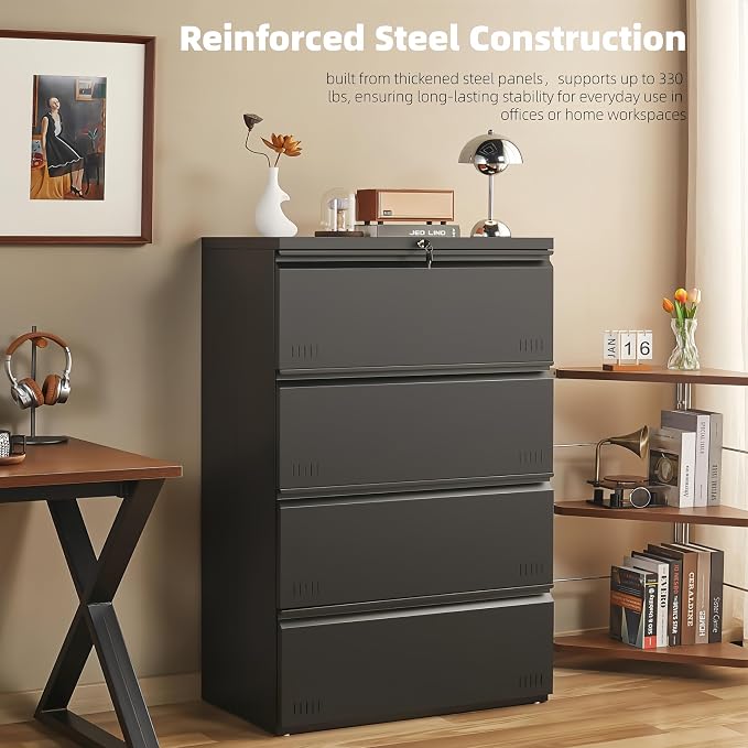 Metal File Cabinet with Lock, 4 Drawer Lateral File Cabinets - Image 3