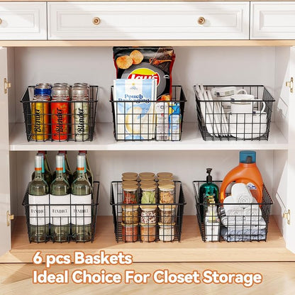6 Pack Metal Wire Baskets, 15.4" x 11.8" Large Storage Basket - Image 2