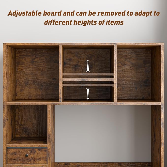 REIBII Desktop Bookshelf, High-Capacity Desk Hutch Organizer - Image 6