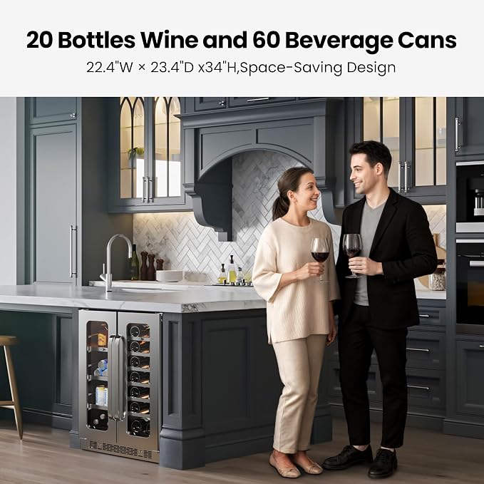 Whynter 24 Inch Dual Zone Wine and Beverage Refrigerator 20 Bottles 60 Cans - Image 8