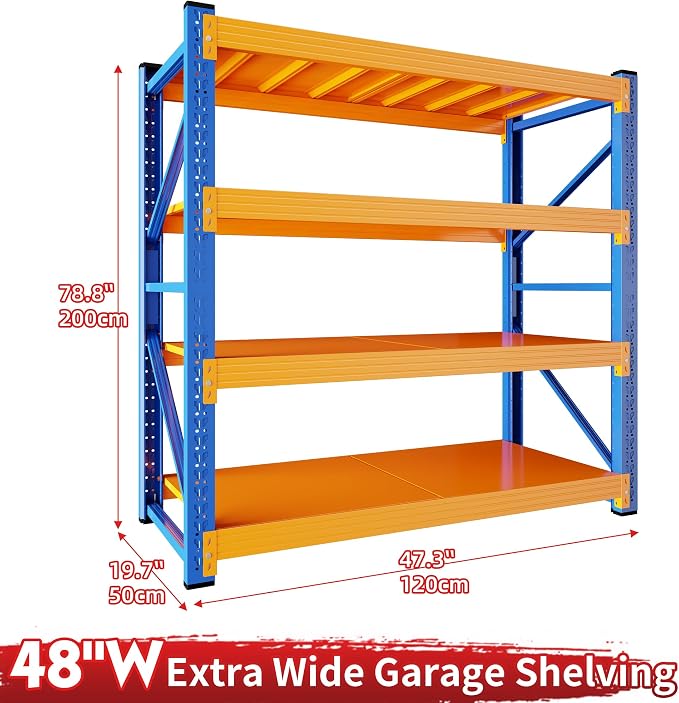 4000LBS Garage Shelving 48" W Garage Shelving Heavy Duty 4-Tier Metal Storage - Image 3