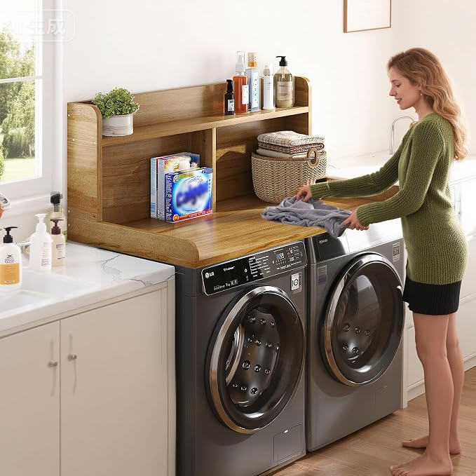 2-Tier Washer Dryer Countertop, 18.5" Raised Height Laundry Countertop - Image 4