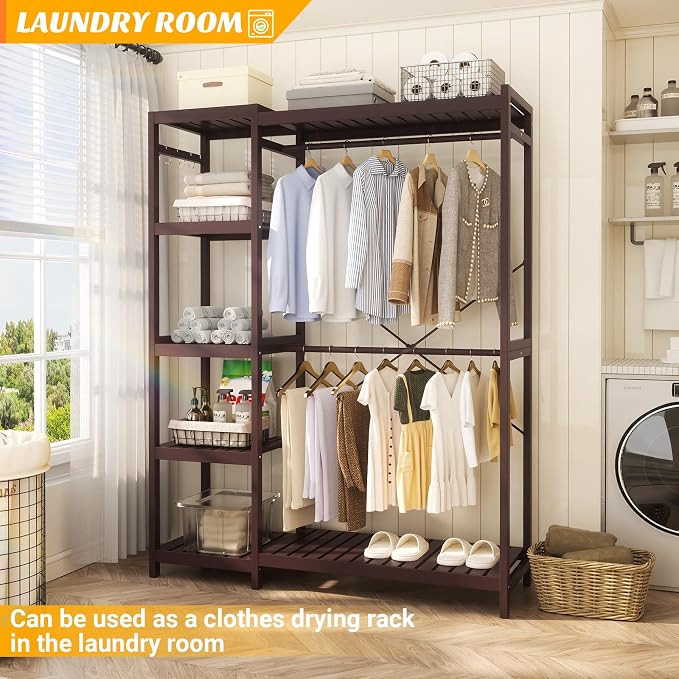 Homykic Bamboo Clothes Rack Garment Rack - Image 8