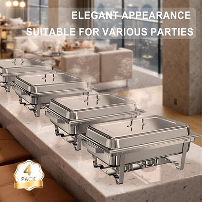 Chafing Dishes for Buffet 4 Pack, 11QT Stainless Steel Food Warmers for Parties - Image 7
