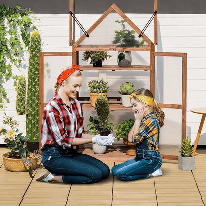 Giantex 3-Tier Garden Cold Frame, Portable Wooden Mini Greenhouse Storage - Image 2