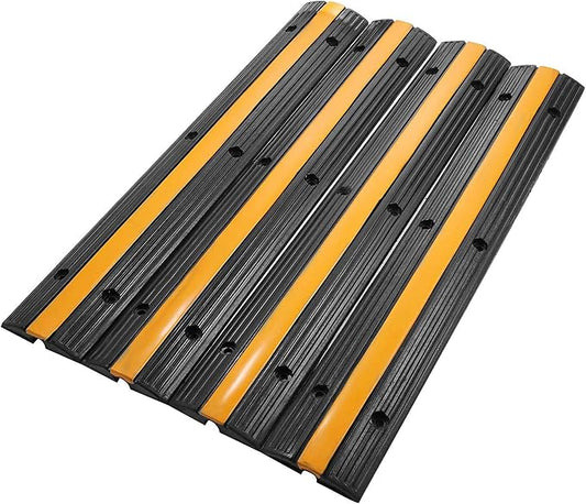 Reliancer 4 Pack 1-Channel Rubber Cable Protector Ramp Traffic Speed Bump by RELIANCER
