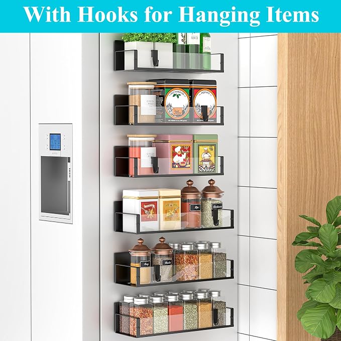 Metal Magnetic Spice Rack for Refrigerator Clear, 6 Pack | Magnetic Shelves - Image 2
