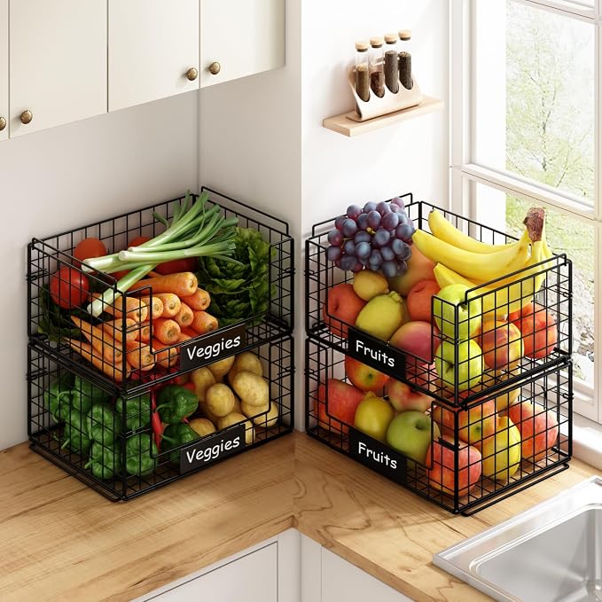 JKsmart 4 Pack XXL Stackable Wire Baskets - Image 3