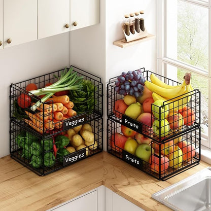 JKsmart 4 Pack XXL Stackable Wire Baskets - Image 3