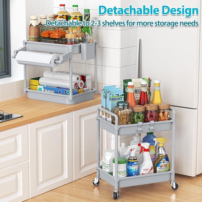 SPACEKEEPER Rolling Storage Cart, 4-Tier Bathroom Organizer Utility Cart - Image 5