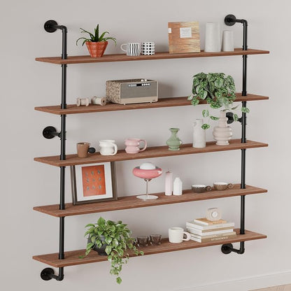 HDDFER Floating Shelves for Wall Bookshelf Industrial Pipe Shelving Shelves 48 - Image 2