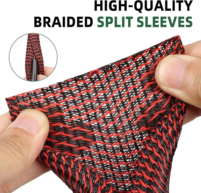 Split Wire Loom Tubing, Cable Protector Sleeve, Braided Cable Management - Image 3