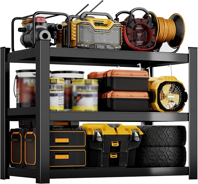 CJF Metal Storage Shelves, 3-Tier Garage Shelving Unit, Heavy Duty Adjustable by CJF