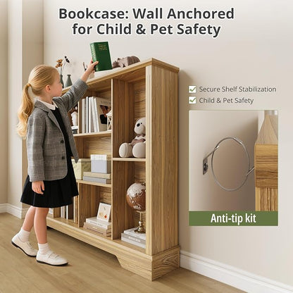 10-Cube Storage Bookcase, Modern 3-Tier Wooden Storage Organizer Open Bookshelf - Image 7