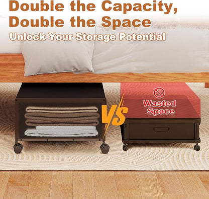 2 Pack Under the Bed Storage Containers, 10 inch Height Under Bed Shoe Storage - Image 2