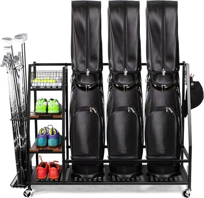 Golf Bags Storage Garage Organizer, Golf Bag Rack Fits 2/3 Golf Bags and Golf by Sttoraboks