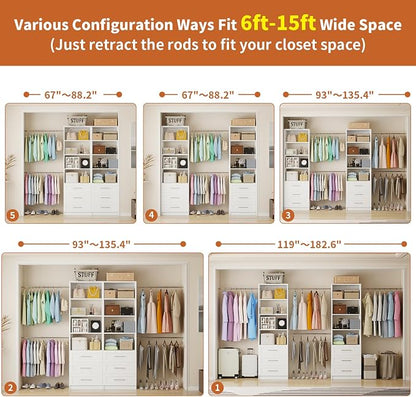 Closet System with 6 Drawers, 5-14FT Custom Closet Organizer System with 8 - Image 2