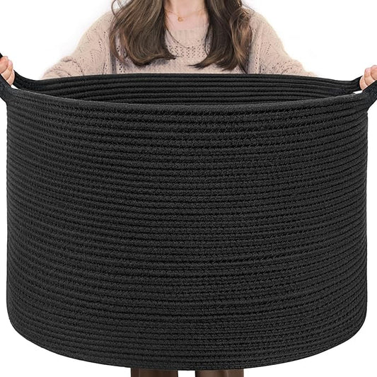 INDRESSME XXXLarge Blanket Basket 21.7" x 21.7" x 13.8" Woven Storage Baskets by INDRESSME