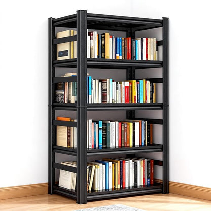 5 Tier Shelving Unit with Sides, Metal Metal Bookshelf, - Image 4