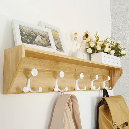 SKOLOO Wall Shelf with Hooks, 35-Inch Coat Rack Wall Mount with Shelf Organizer by SKOLOO
