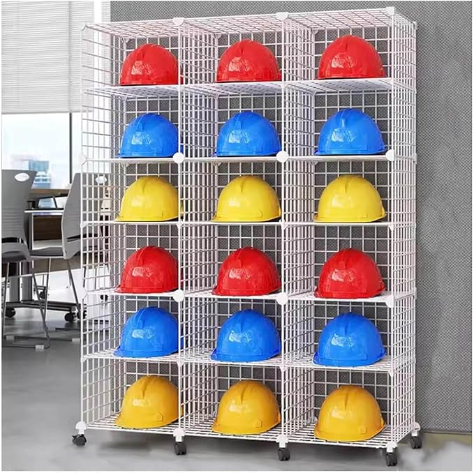 Stackable Safety Helmet Storage Boxes, Large Adjustable Hard Hat Placement by Unknown
