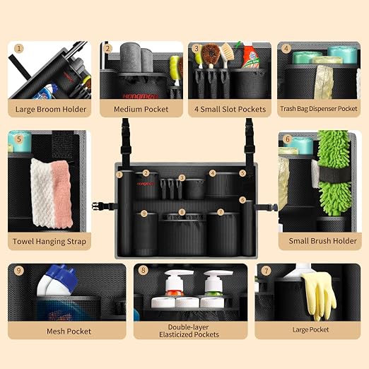 Hongmed Trash Can Caddy Bag: 1680D Fabric Heavy-Duty Cleaning Caddy - Image 5