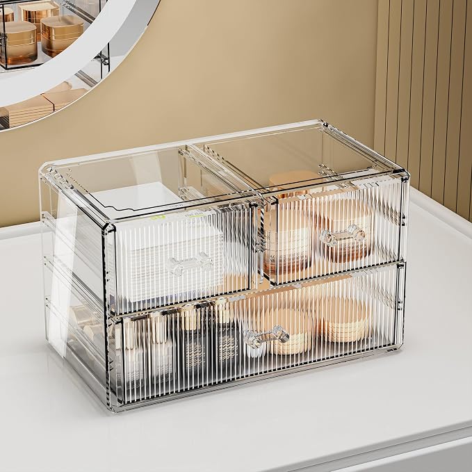 ZHIAI Stackable Storage Drawers, Acrylic Bathroom Counter Organizer Clear - Image 2