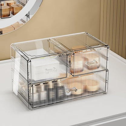ZHIAI Stackable Storage Drawers, Acrylic Bathroom Counter Organizer Clear - Image 2