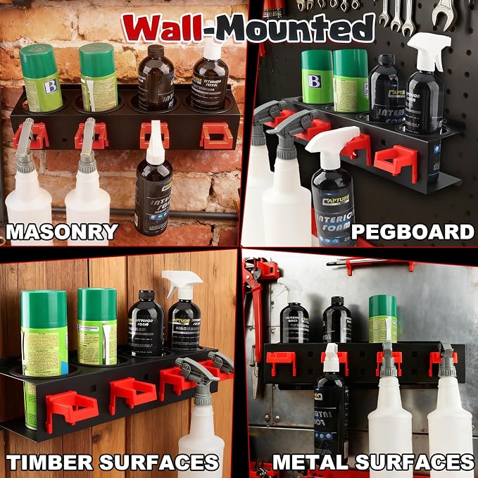 2 Pack Spray Bottle Holder Wall Mount, Carbon Steel Heavy-Duty Car Detailing - Image 5