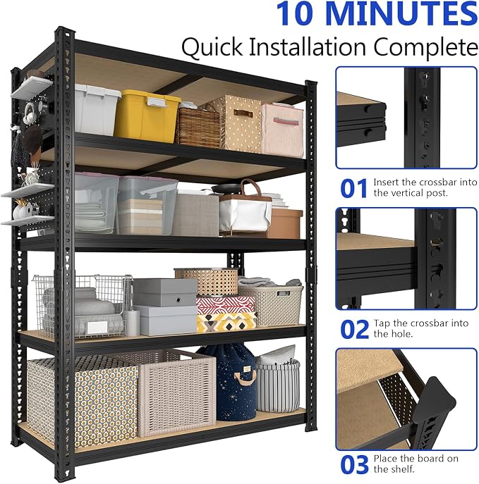 40''W Garage Storage Shelves, Storage Racks Shelving Units, Storage Shelves - Image 8